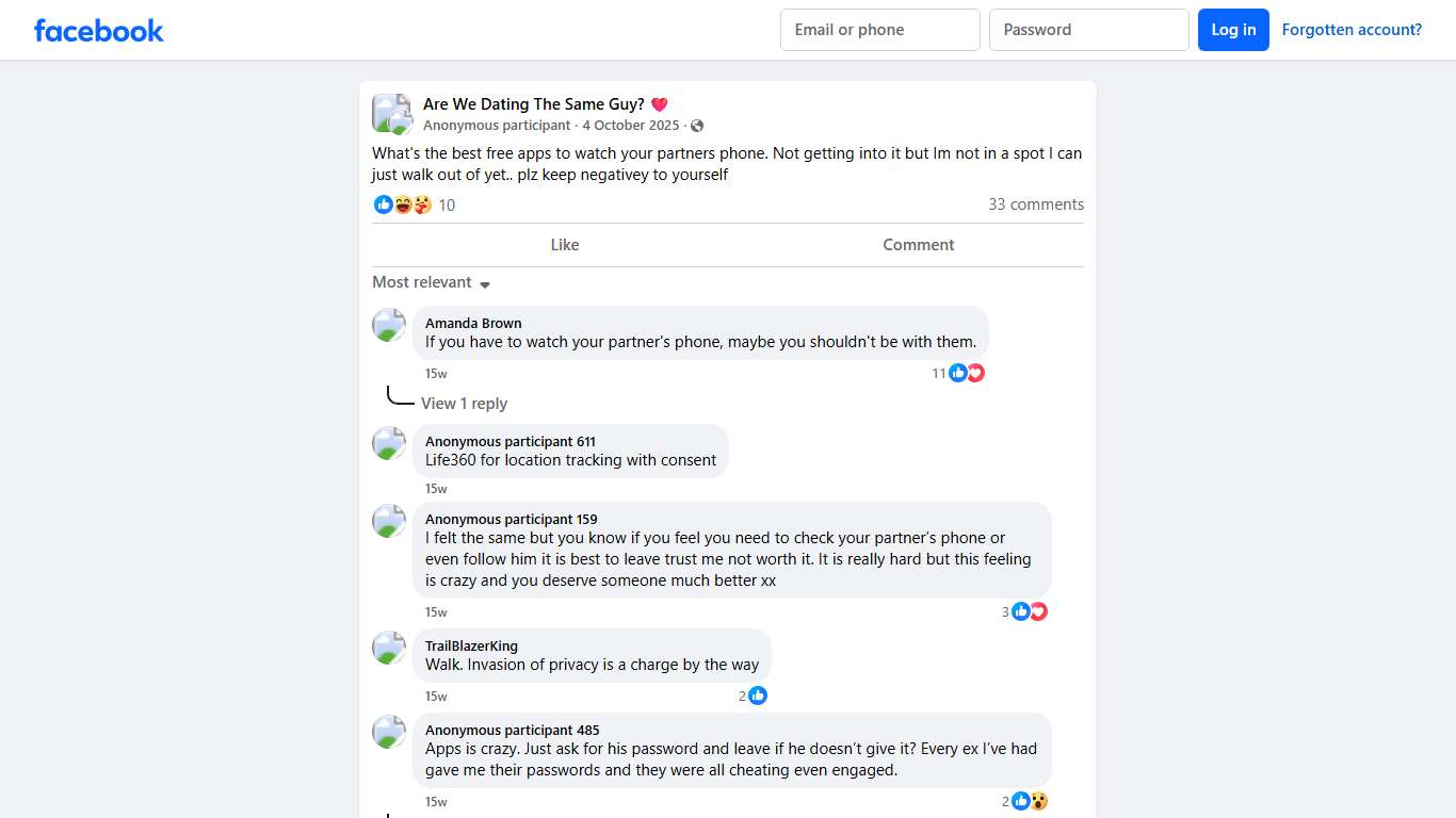 Are We Dating The Same Guy? ❤️ | What's the best free apps to watch your partners phone | Facebook